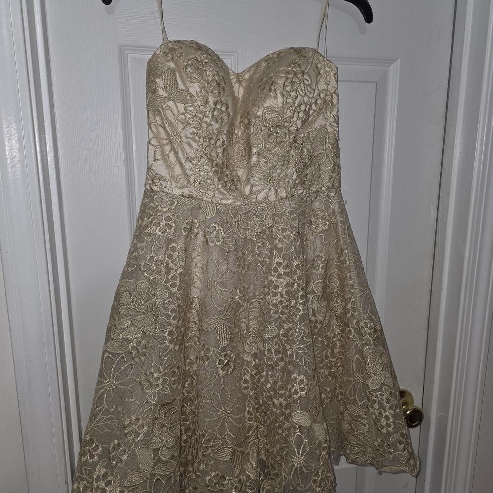 Chi Chi London Strapless Cream Floral Dress